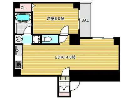ストークアパートメント南堀江(1LDK/2階)の間取り写真