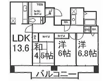 IL ROSSO堀川六角(3LDK/13階)の間取り写真