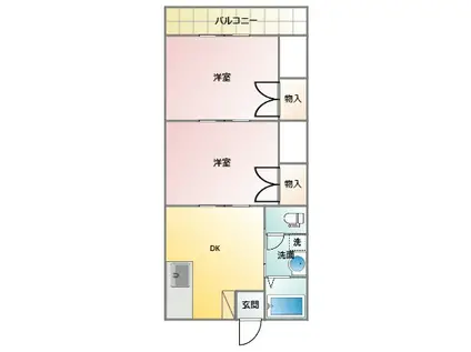 アドニス芝塚(2DK/4階)の間取り写真