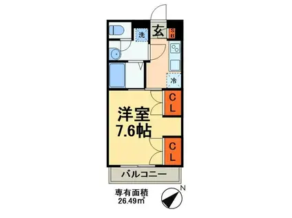 リブリ・アイリス幕張本郷(1K/1階)の間取り写真
