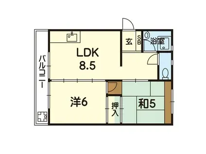 プラシード正栄(2LDK/2階)の間取り写真