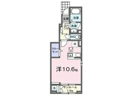 ベル クロッシュ(ワンルーム/1階)の間取り写真