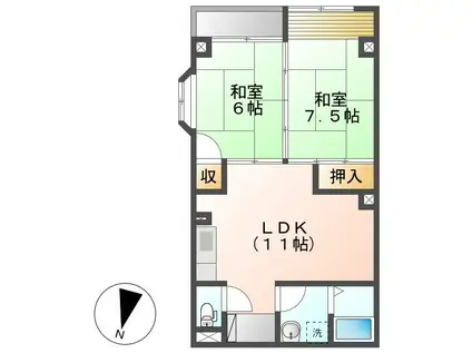 ホワイトハイツ(2LDK/3階)の間取り写真