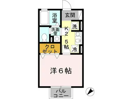 エムズコンフォート(1K/2階)の間取り写真