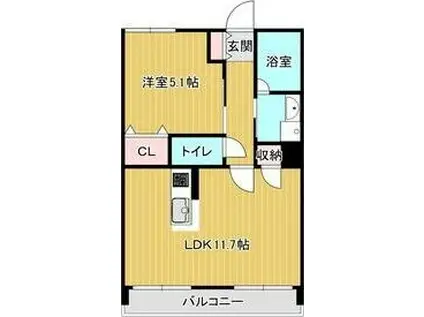 レークサイド泉中央(1LDK/3階)の間取り写真