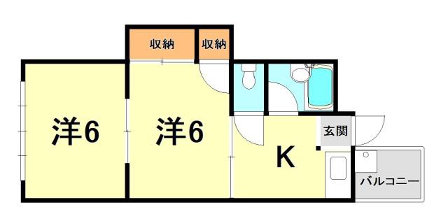 マンションまさ(2K/5階)の間取り写真