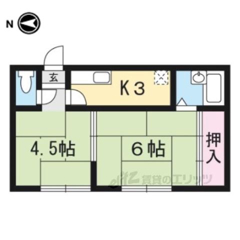 岡部マンション(2K/2階)の間取り写真