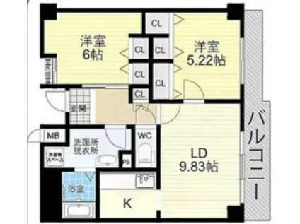 カミング平野(3LDK/3階)の間取り写真