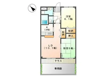 サンハイム中村(2LDK/1階)の間取り写真