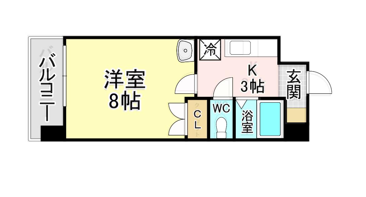 ニューシャトル八幡(1K/4階)の間取り写真