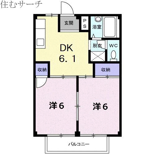 シティハイツ藤(2DK/2階)の間取り写真