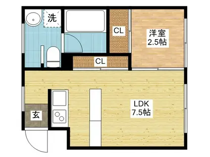 グリーンハイツ石田(1DK/1階)の間取り写真