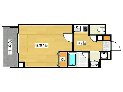 ブリリアンクラス河原町(1K/13階)の間取り写真