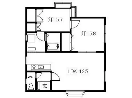 スクエア7・2(2LDK/2階)の間取り写真