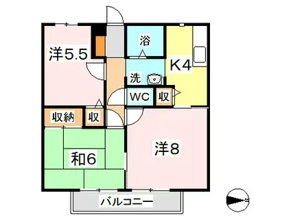 サンビレッジ阿賀崎B棟(3K/2階)の間取り写真