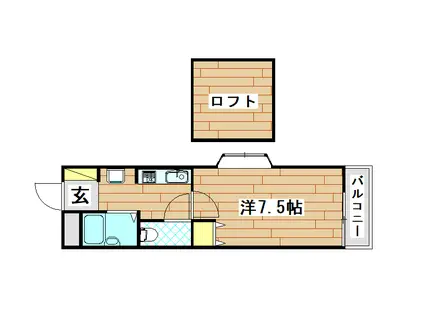 リッツハイム(1K/2階)の間取り写真