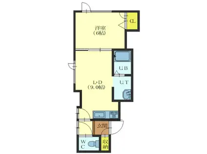 エクセレントハウスII(1LDK/1階)の間取り写真