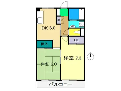 木の丸グリーンハイツ(2DK/4階)の間取り写真