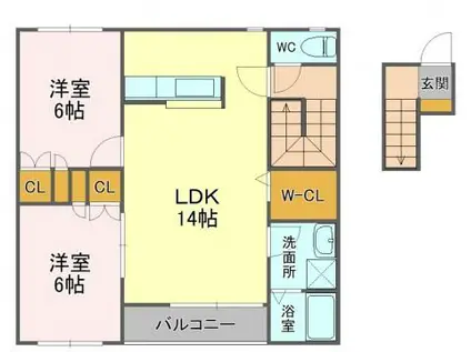 やまどりB(2LDK/2階)の間取り写真
