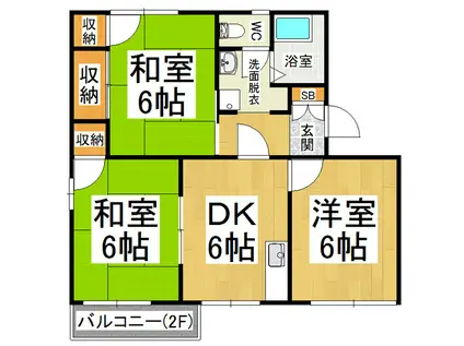 タウニィー白川(3DK/2階)の間取り写真