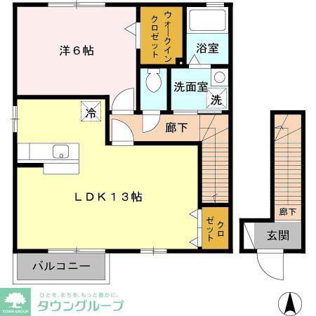 ジュネックスA(1LDK/2階)の間取り写真