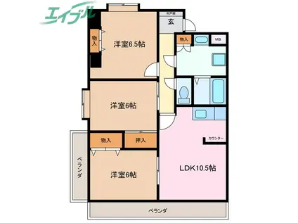 クレスト・コート(3LDK/4階)の間取り写真