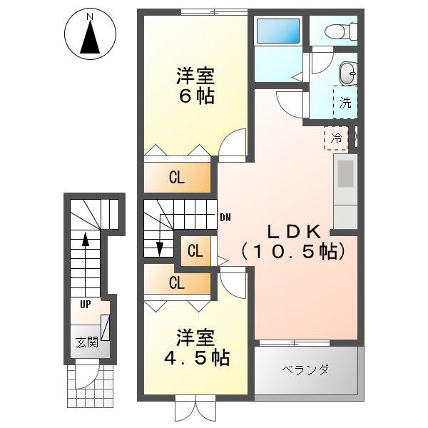 サニーフォレストIII(2LDK/2階)の間取り写真