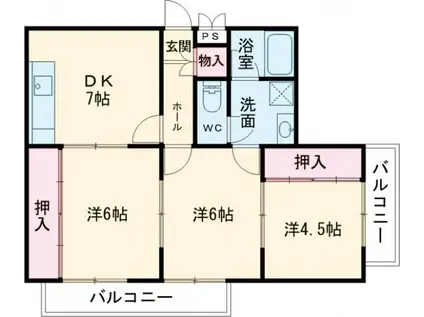 グランドハイツみきまち(3DK/3階)の間取り写真