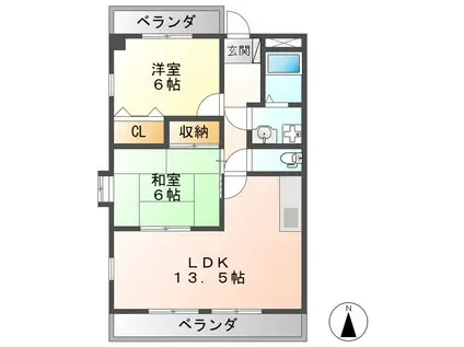 WAVE21(2LDK/2階)の間取り写真