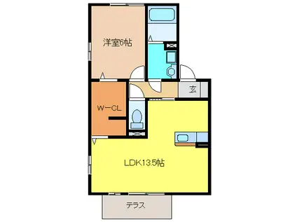 VIVIENDA・K(1LDK/1階)の間取り写真