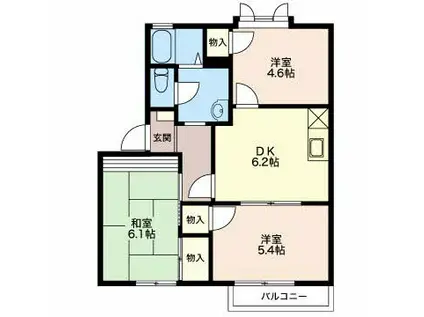 パールピアス(3DK/2階)の間取り写真