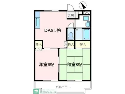 クレスト狭山(2DK/2階)の間取り写真