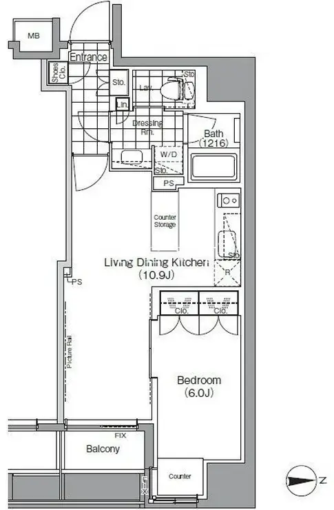 ザ・パークハビオ蔵前 11階階 間取り