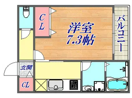 ヴェント チェーロ(1K/1階)の間取り写真