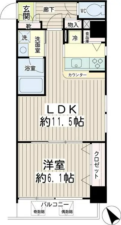 アーバンスクエア鶴見中央 5階階 間取り