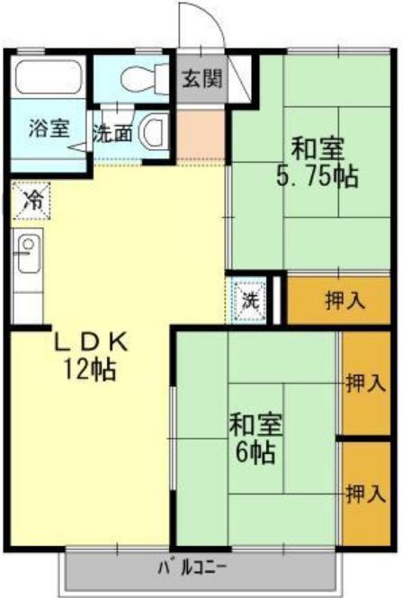 セジュール浜津(2LDK/2階)の間取り写真