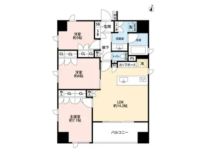 グリーンパーク日本橋小伝馬町(3LDK/11階)の間取り写真