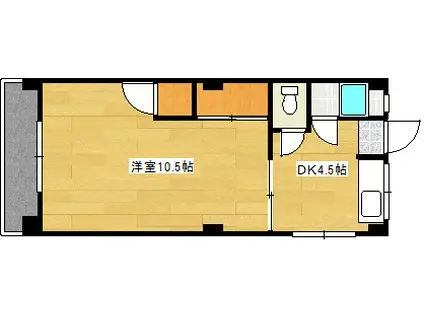 エイシンビルII(1DK/2階)の間取り写真