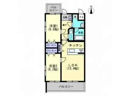 BRAIM LALA(2LDK/1階)の間取り写真