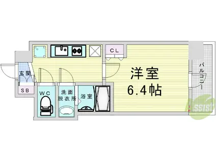 BPRレジデンス新梅田(1K/10階)の間取り写真