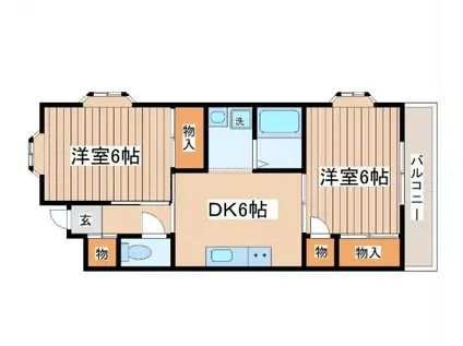 フェニックス福室(2DK/3階)の間取り写真