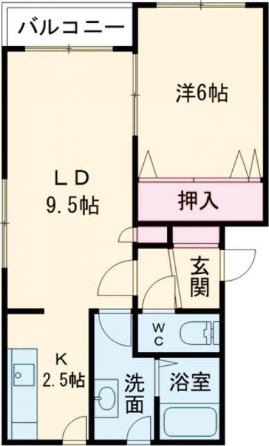 カスティーユ美原(1LDK/1階)の間取り写真