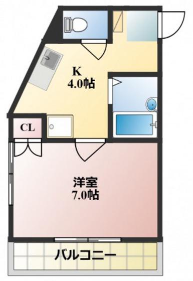 ポテト国富(1K/1階)の間取り写真