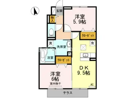 メゾン ブランシェ(2DK/1階)の間取り写真