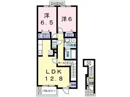 プリートアルバII(2LDK/2階)の間取り写真