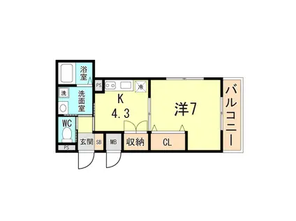 ロータスコートIV(1K/1階)の間取り写真