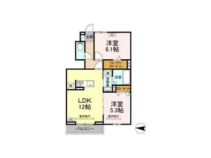 アヴェニール萩(2LDK/1階)の間取り写真