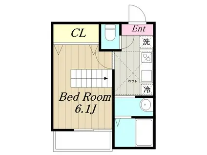 アザーレ・パッシオ本厚木B(1K/3階)の間取り写真