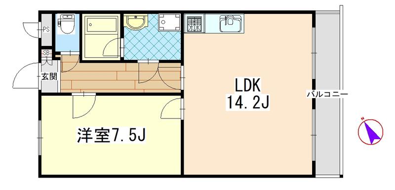 ベルメゾン(1LDK/1階)の間取り写真