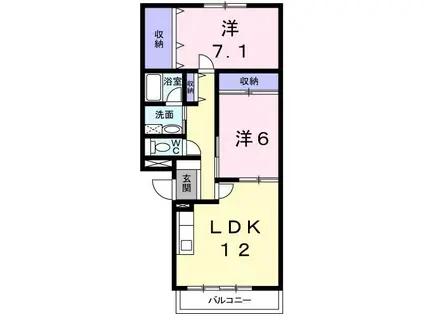 ソレアードニシキ(2LDK/1階)の間取り写真